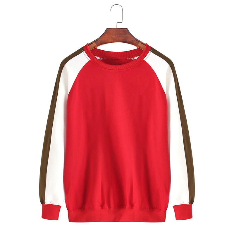 Red & White Colorblock Raglan Sweatshirts