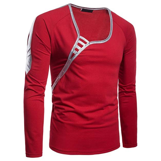 Black Full Sleeve Deep Neck T-Shirt