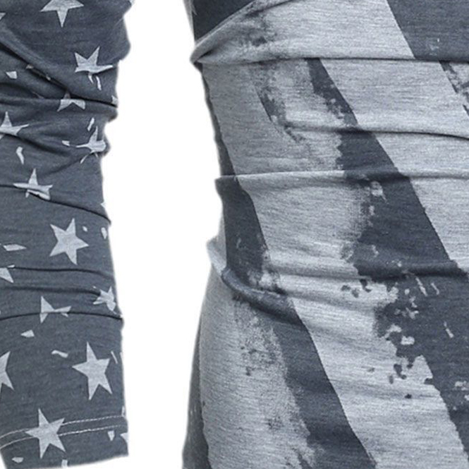 American Flag Printed Grey Full Sleeve T-Shirt